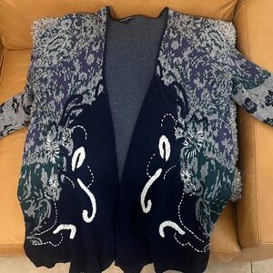 Embroidered Open-Front Women's Sweater Cardigan